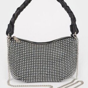 Hot Fix Stone Twisted Handle Small Hobo Bag